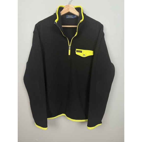 Ralph Lauren Other - Polo Ralph Lauren Black Fleece Pullover Half Zip Yellow Trim Men's‎ L Streetwear